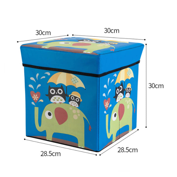 Colorful Toys Storage Box with Thick Lid - 30 x 30 cm Blue Elephant 30 x 30 cm