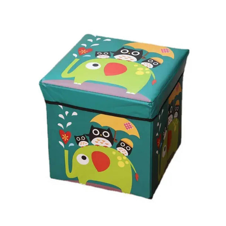 Colorful Toys Storage Box with Thick Lid - 30 x 30 cm Green Elephant 30 x 30 cm