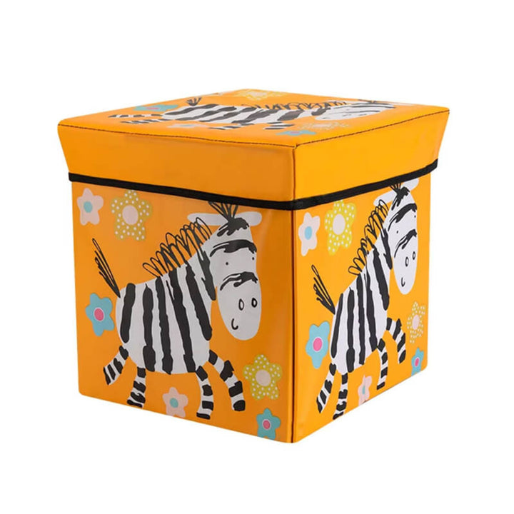 Colorful Toys Storage Box with Thick Lid - 30 x 30 cm Orange Zebra 30 x 30 cm