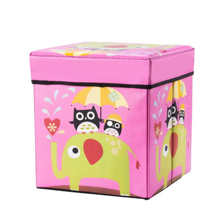 Colorful Toys Storage Box with Thick Lid - 30 x 30 cm Pink Elephant 30 x 30 cm