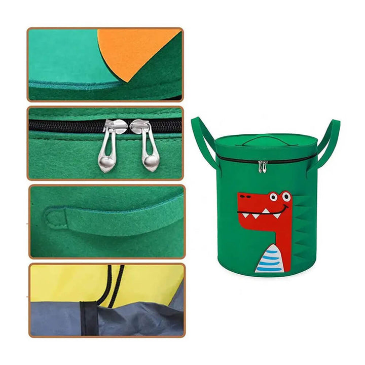 Felt Toy Storage Hamper with Zipper Closure