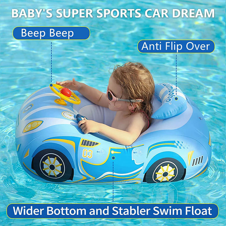 SwimBoBo Blue Inflatable Car Float with Sunshade (1–4 Years)