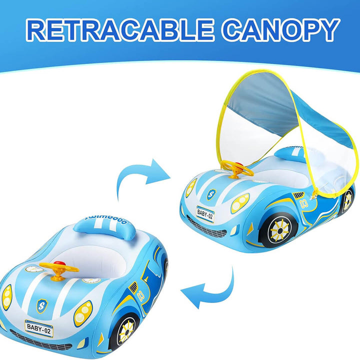 SwimBoBo Blue Inflatable Car Float with Sunshade (1–4 Years)