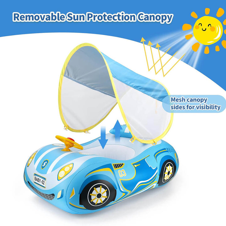 SwimBoBo Blue Inflatable Car Float with Sunshade (1–4 Years) 1-4 Years