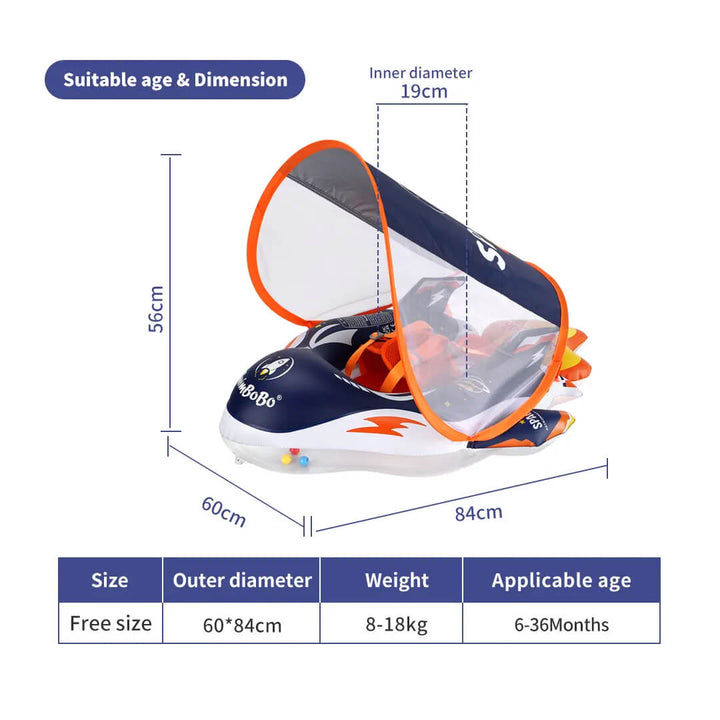 Swimbobo Blue Spaceship Baby Float with Canopy (6–36M)
