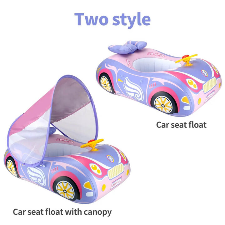 SwimBoBo Girls Inflatable Car float with Canopy – Pink (1–4 Years)