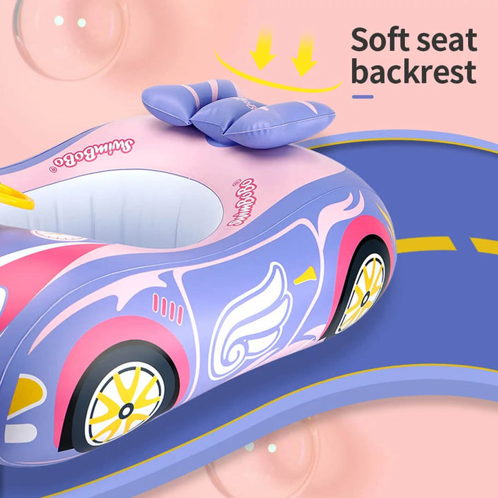 SwimBoBo Girls Inflatable Car float with Canopy – Pink (1–4 Years)