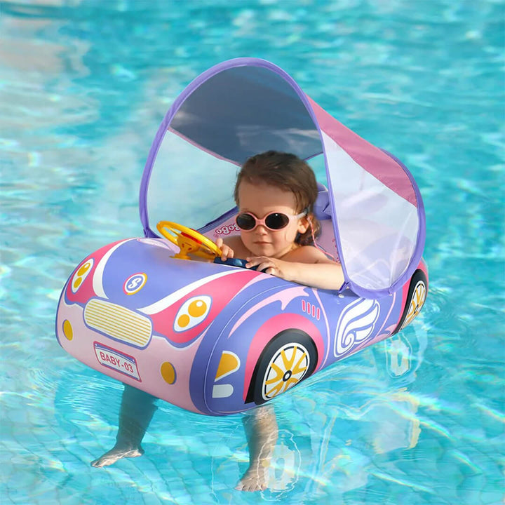 SwimBoBo Girls Inflatable Car float with Canopy – Pink (1–4 Years) 1-4 Years