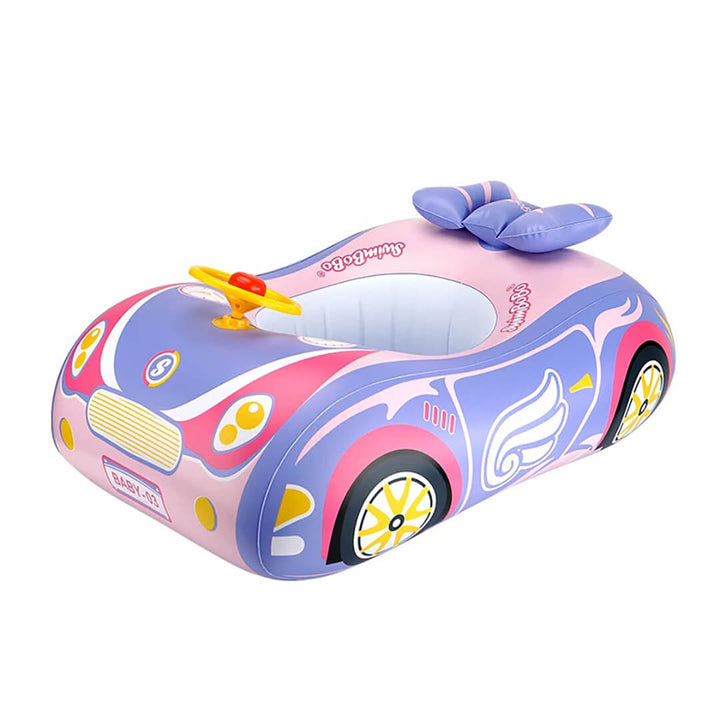 SwimBoBo Girls Inflatable Car float with Canopy – Pink (1–4 Years)