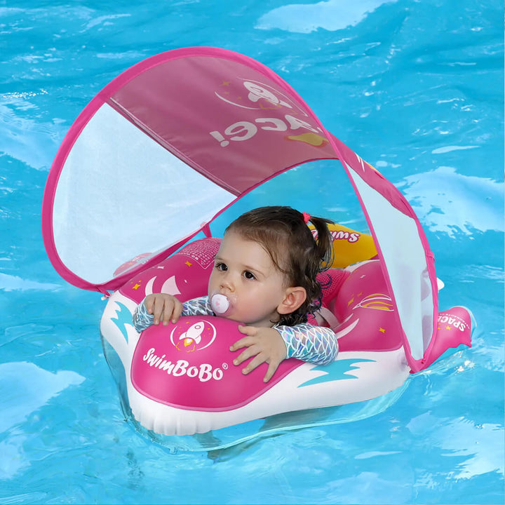 Swimbobo Pink Spaceship Baby Float with Canopy (6–36M)