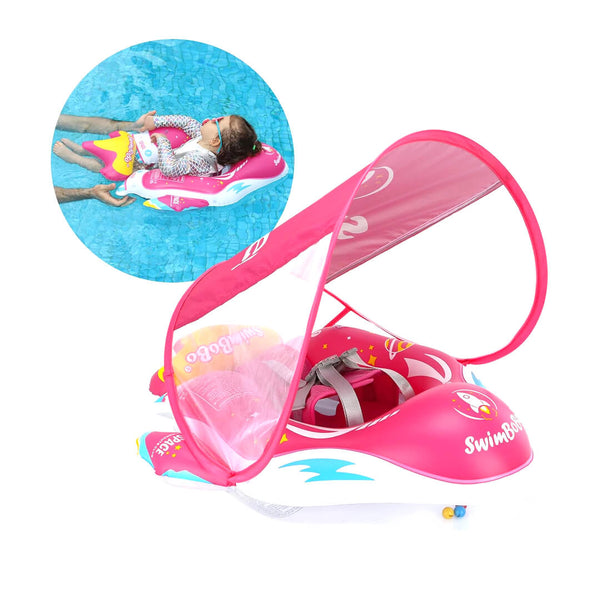 Swimbobo Pink Spaceship Baby Float with Canopy (6–36M) 6-36 Months