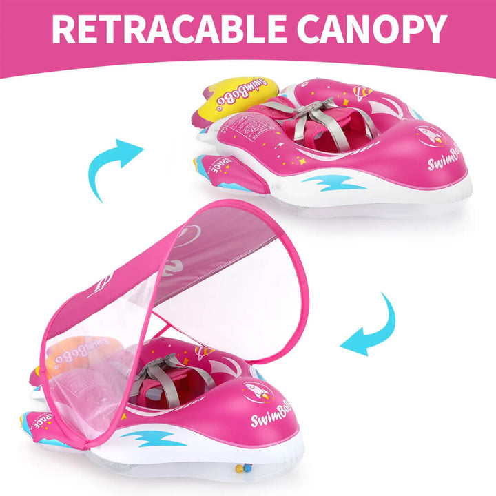 Swimbobo Pink Spaceship Baby Float with Canopy (6–36M)
