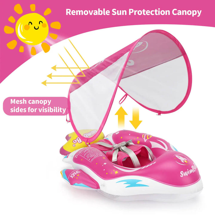Swimbobo Pink Spaceship Baby Float with Canopy (6–36M)
