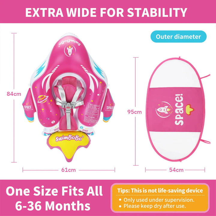 Swimbobo Pink Spaceship Baby Float with Canopy (6–36M)