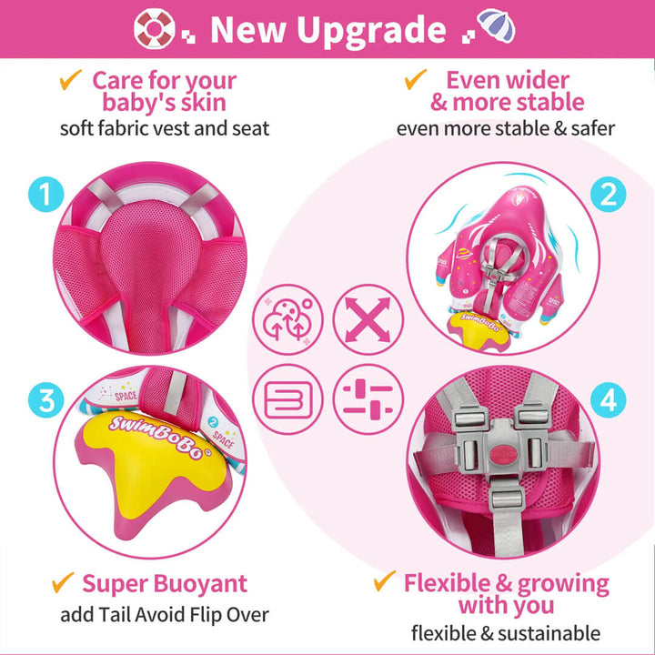 Swimbobo Pink Spaceship Baby Float with Canopy (6–36M)