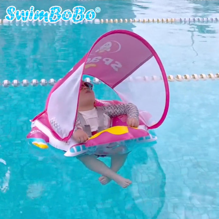 Swimbobo Pink Spaceship Baby Float with Canopy (6–36M)