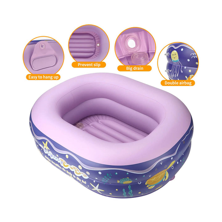 SWIMBOBO Portable Inflatable Baby Bathtub – Purple (1–36 Months)