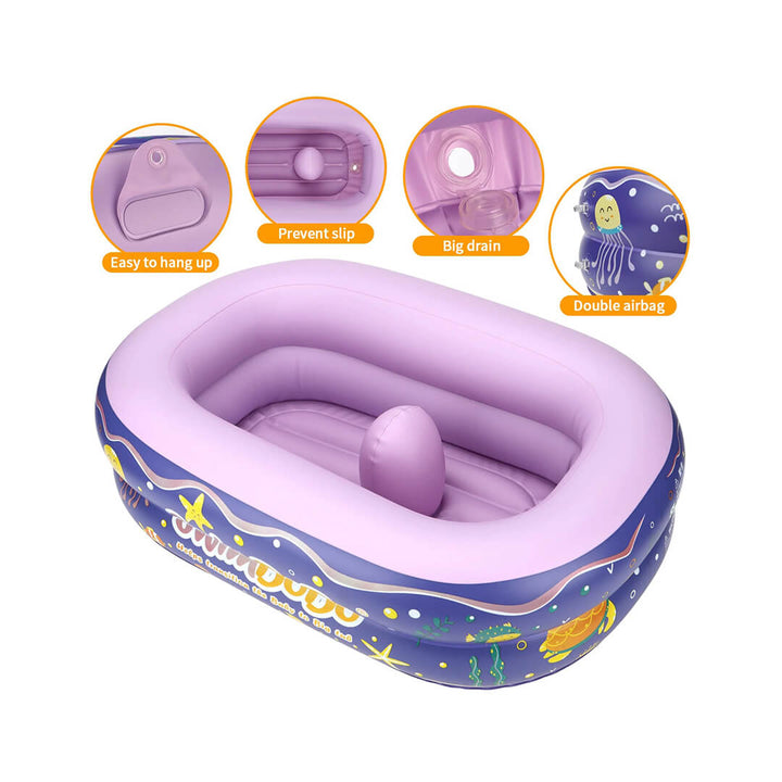 SWIMBOBO Portable Inflatable Baby Bathtub – Purple (1–36 Months) 1-12M (68x46x19cm)