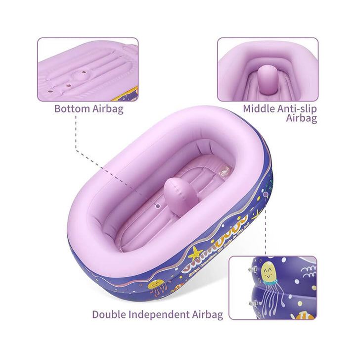 SWIMBOBO Portable Inflatable Baby Bathtub – Purple (1–36 Months)
