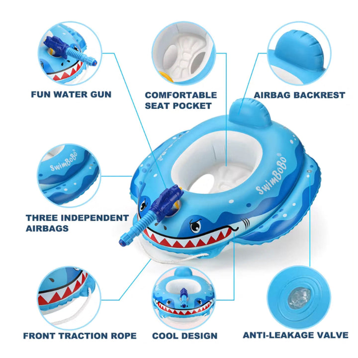 SWIMBOBO Shark Inflatable Float with Water Gun (1-4 years)