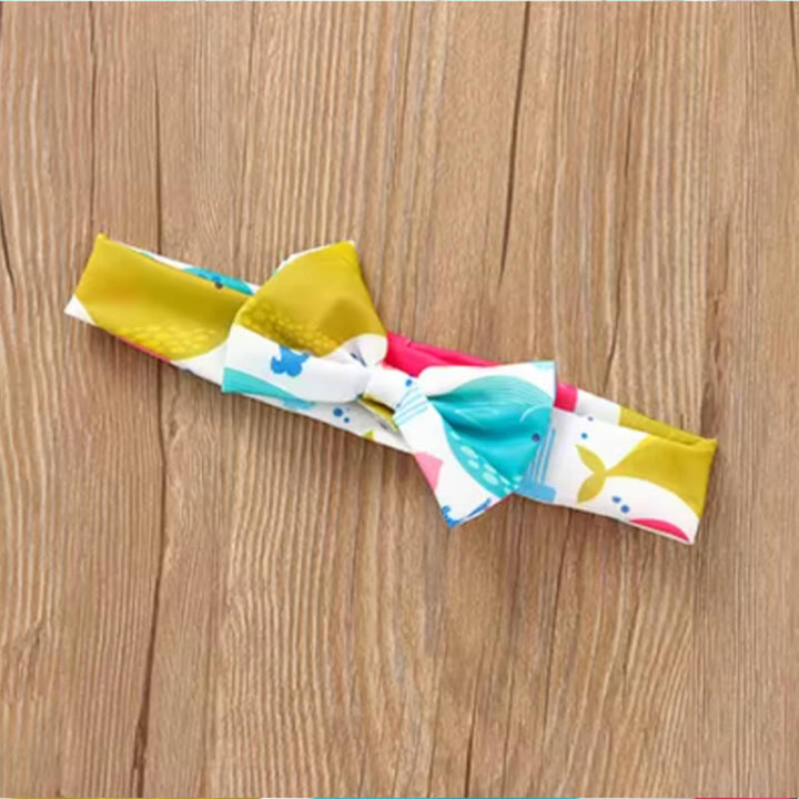 Toddler Girls Cute Fishes Swimsuit with Headband (9-18 months)