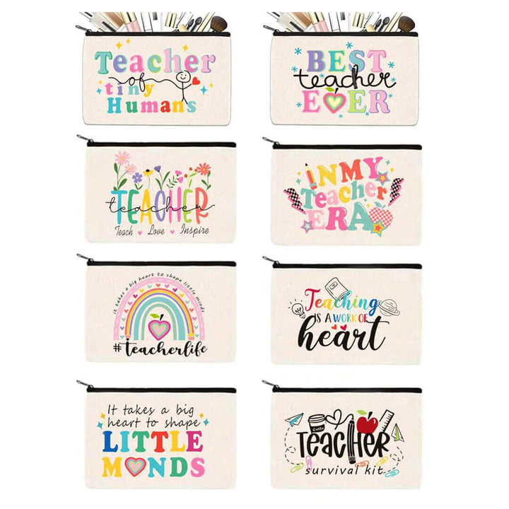 Teacher gift pouch for stationery and personal items, 8 design options