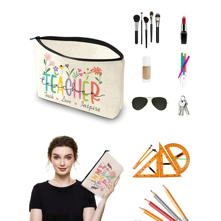 Teacher gift pouch for stationery, personal items and makeup