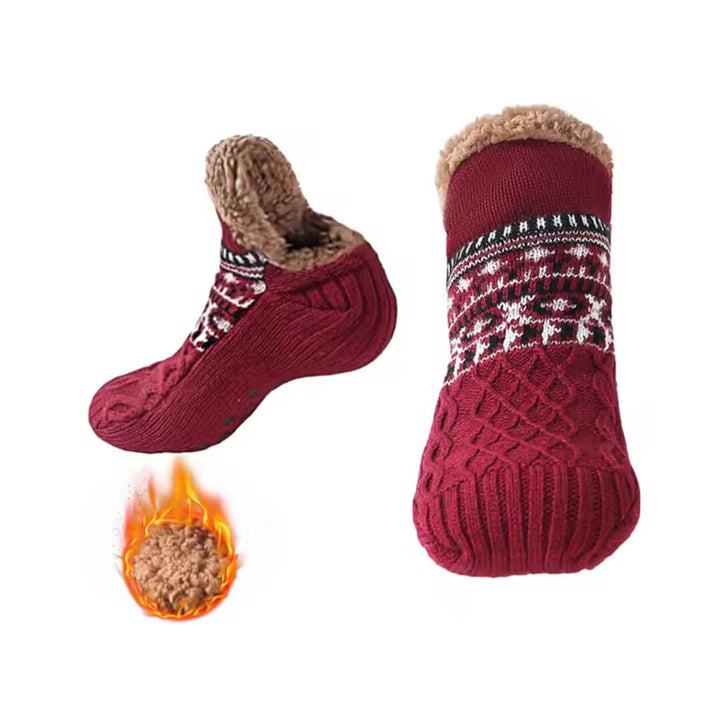 Fleece red boot socks with soft interior lining