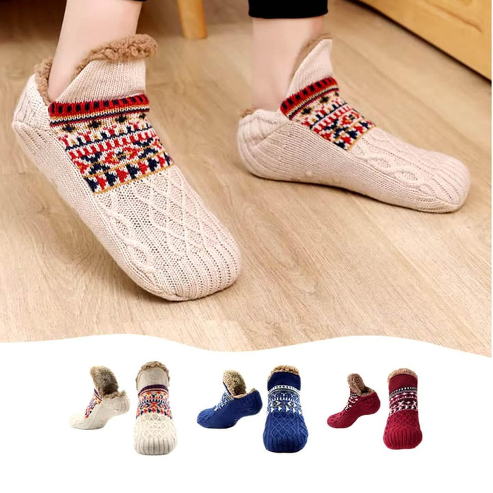 Thickened Fleece Slipper Boot Socks for Men & Women - Beige