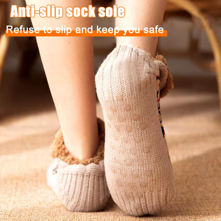 Thickened Fleece Slipper Boot Socks for Men & Women - Beige