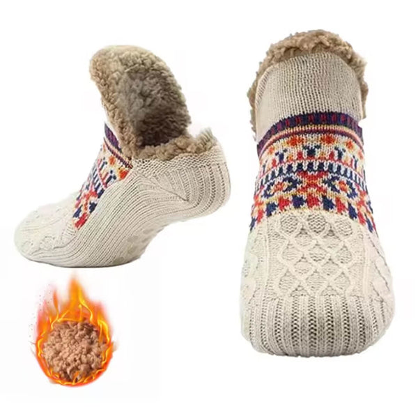 Thickened Fleece Slipper Boot Socks for Men & Women - Beige (M) 35 - 39