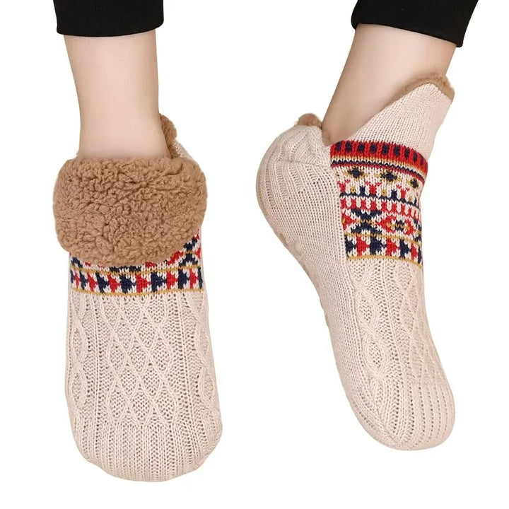 Thickened Fleece Slipper Boot Socks for Men & Women - Beige