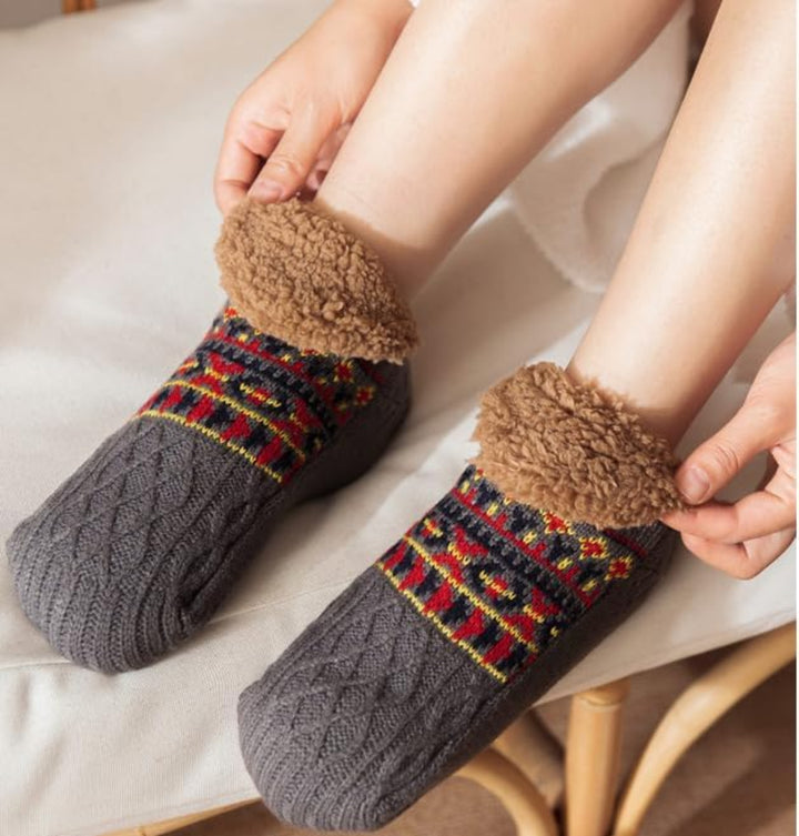 Thickened Fleece Slipper Boot Socks for Men & Women - Dark Grey