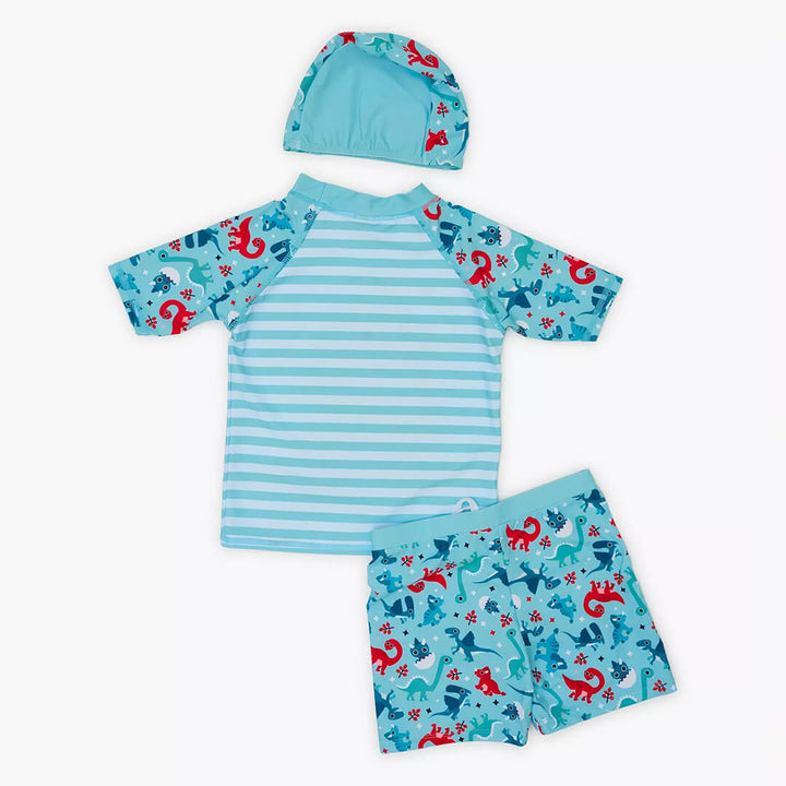 Dinosaur Basketball Swim Shorts, Shirt & Cap set (1.5–3.5 Years)