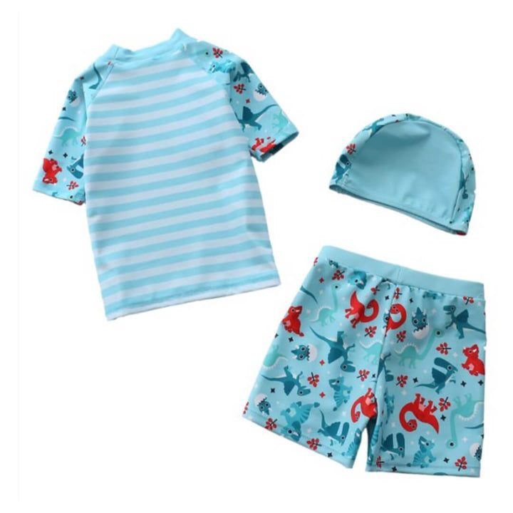 Dinosaur Basketball Swim Shorts, Shirt & Cap set (1.5–3.5 Years)