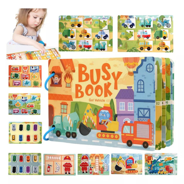 Toddler Busy Book – Vehicles, Weather & clock, math Vehicles