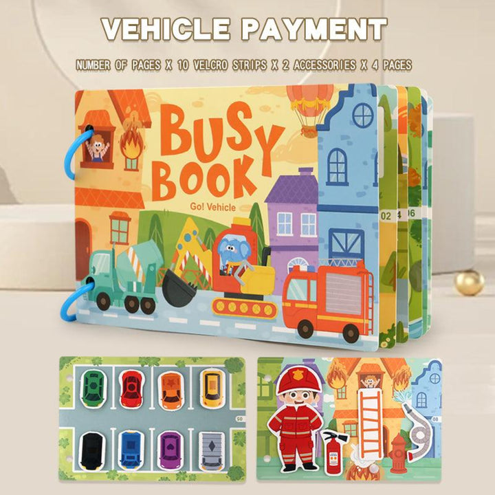 Toddler Busy Book – Vehicles, Weather & clock, math