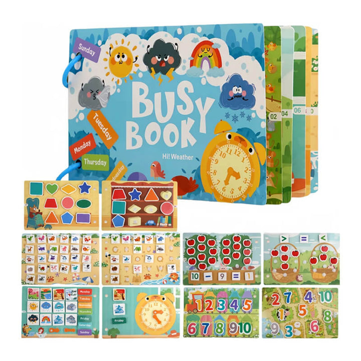 Toddler Busy Book – Vehicles, Weather & clock, math