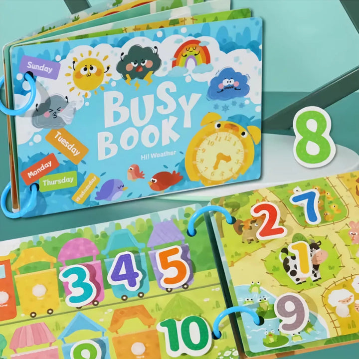 Toddler Busy Book – Vehicles, Weather & clock, math