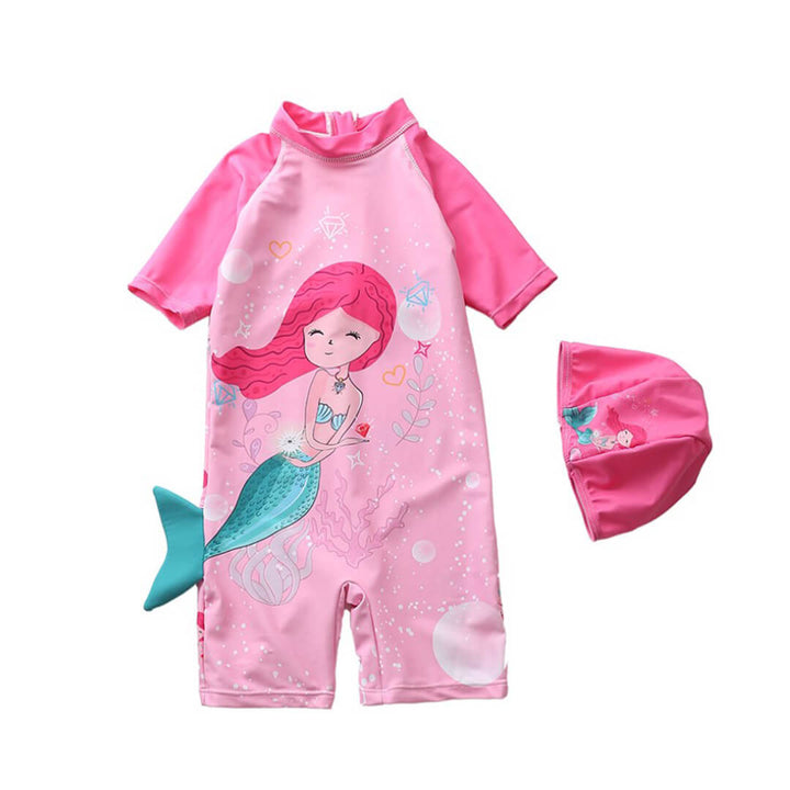 Toddler Girls Cute Mermaid Swimsuit with Zipper Closure (1-2.5 Years)