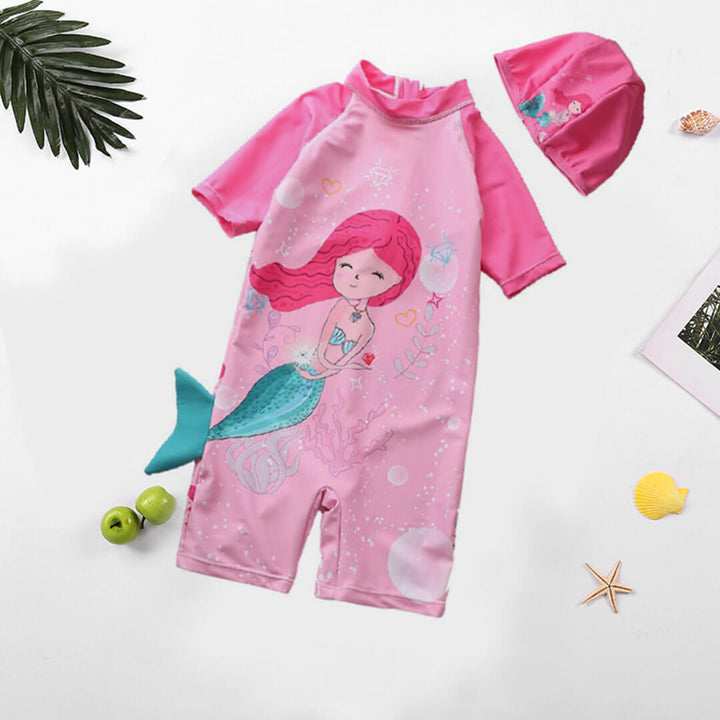 Toddler Girls Cute Mermaid Swimsuit with Zipper Closure (1-2.5 Years) 1-2.5 Years