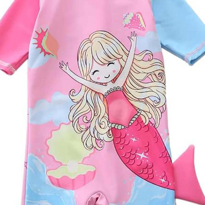 Toddler Girls Mermaid Swimsuit & Cap Set (6–24 Months)