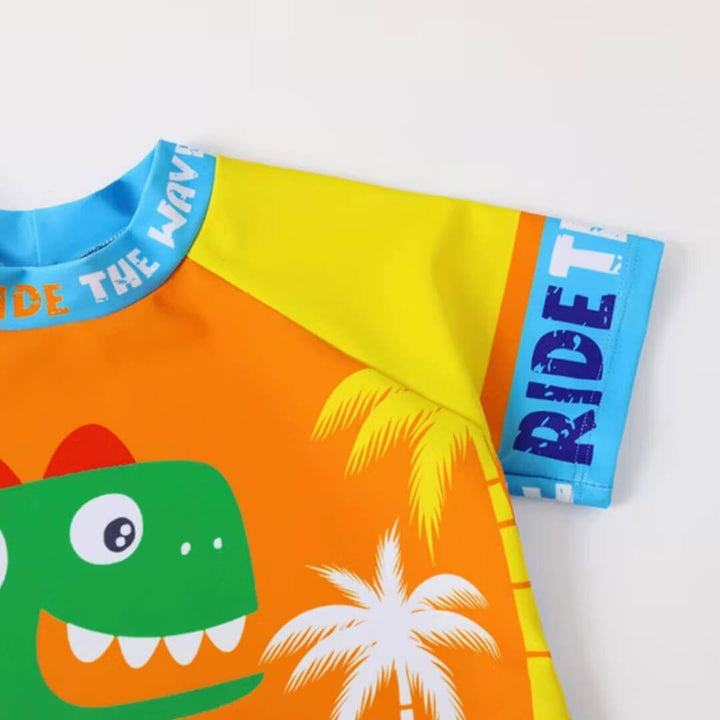 Toddler Dino Cartoon Swim Shorts Set with Cap (1-3 Years)