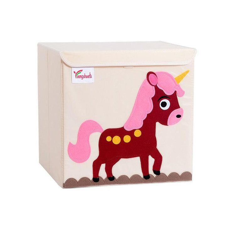 Foldable Kids Cute Animal Fabric Storage Boxes With Lid Horse