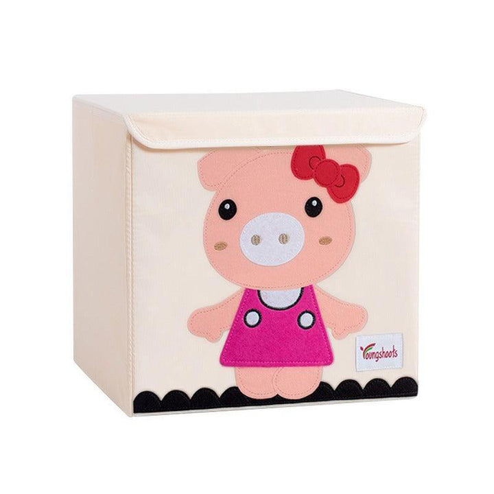 Foldable Kids Cute Animal Fabric Storage Boxes With Lid Pig Pink