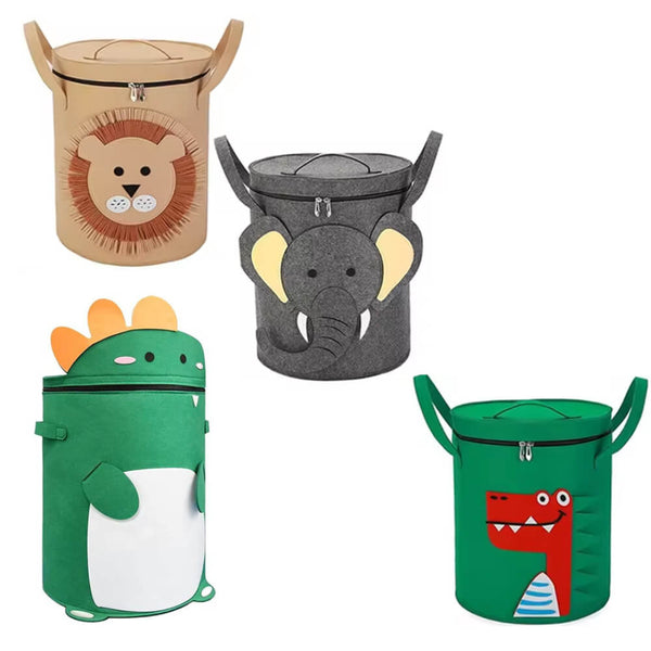Felt Toy Storage Hamper with Zipper Closure