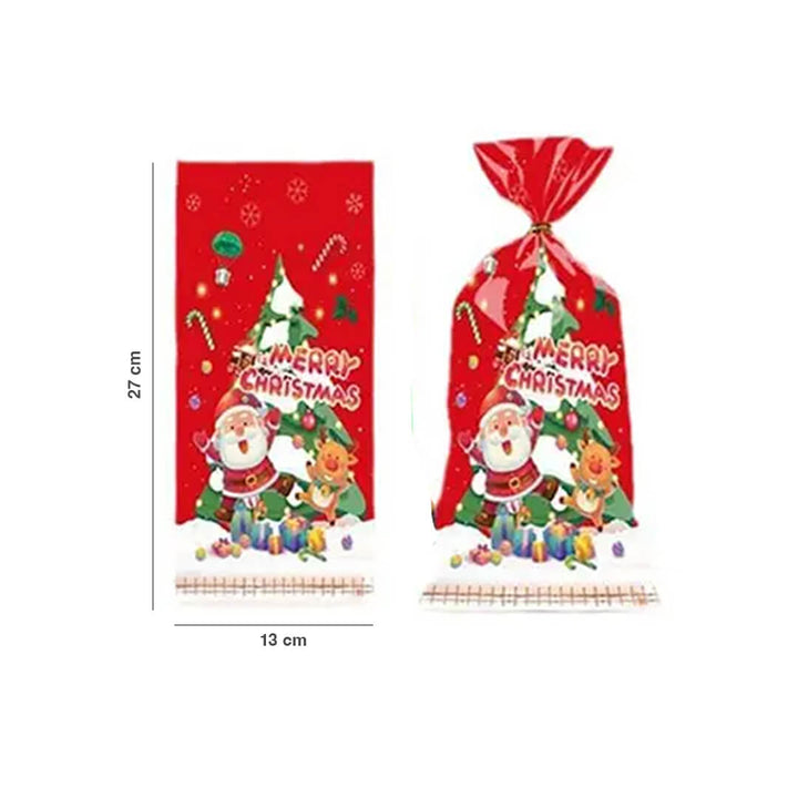 Transparent red Christmas goodie bag, dimensions