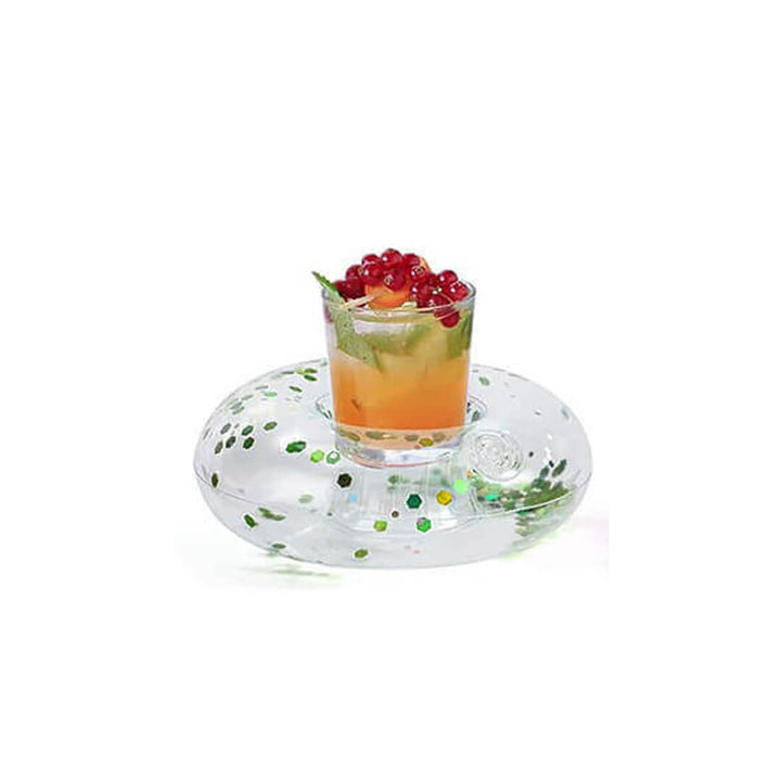 Transparent Inflatable Drink Holder – Sparkling Confetti (6 Colors) Green