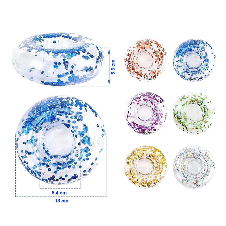Transparent Inflatable Drink Holder – Sparkling Confetti (6 Colors)