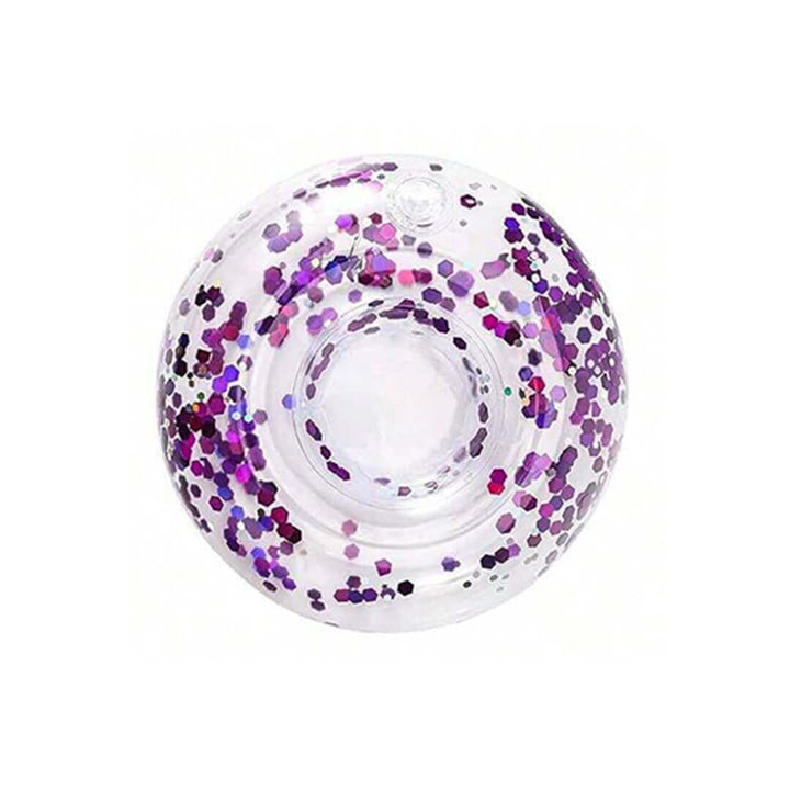 Transparent Inflatable Drink Holder – Sparkling Confetti (6 Colors) Purple